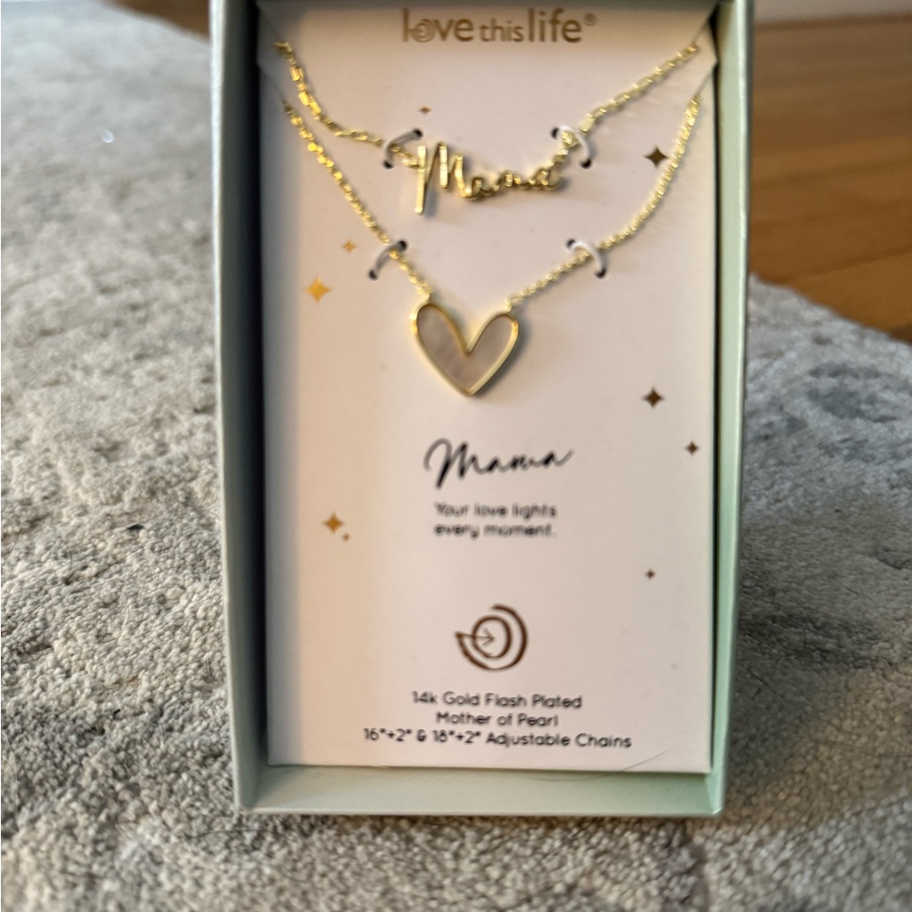 Brand New Love This Life Gold 'Mama' Layered Necklace With Heart Pendant